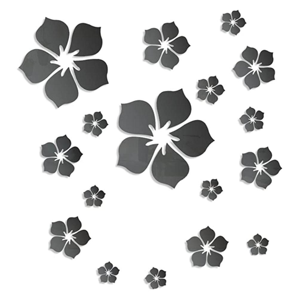 

18 шт. Наклейка на стену Акриловое зеркало с цветочным узором Декор для стен чёрный
