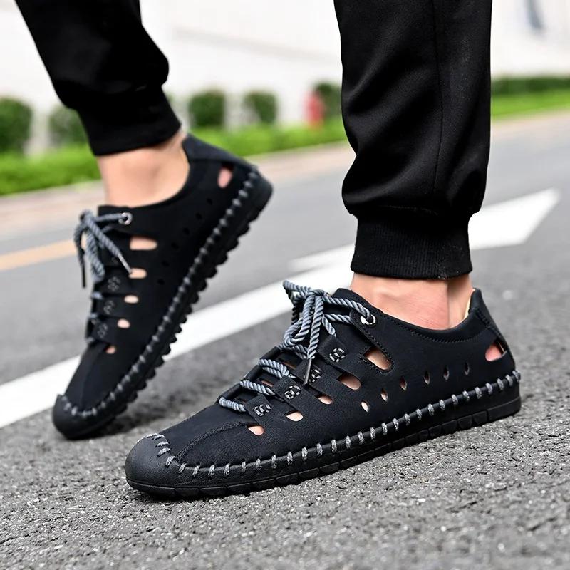 Men Summer Casual Shoes Male Seaside Beach Sandals Breathable Caved Shoes Male Sports Sneakers Zapatillas Homres Plus Size 38-48
