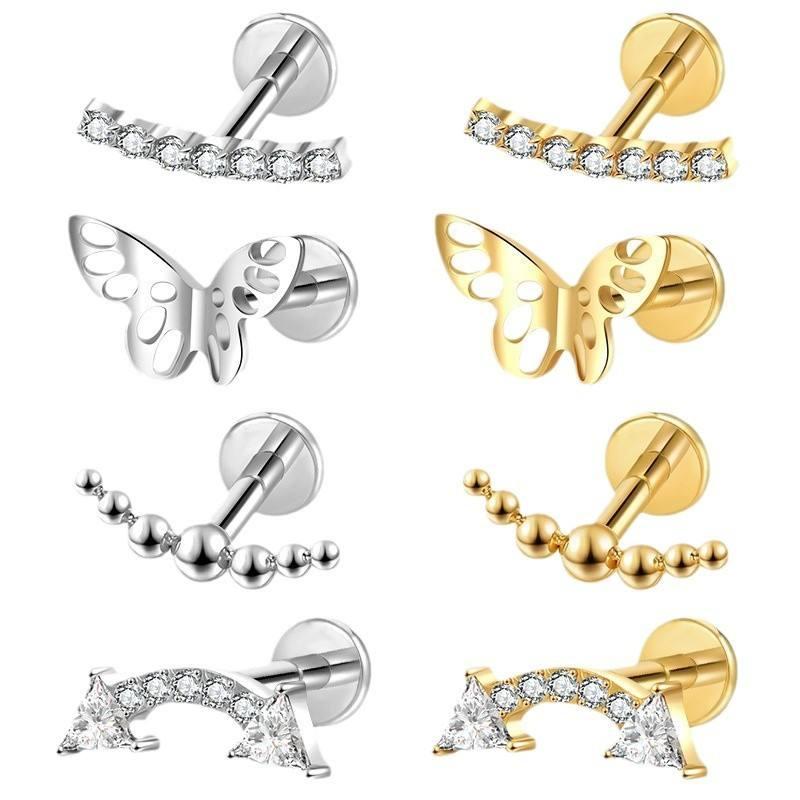 Europe United States Best-Selling G23 Titanium Alloy Earrings Cross-Border Fashion Piercing Jewelry Hot for Piercings 16&8*1.2mm