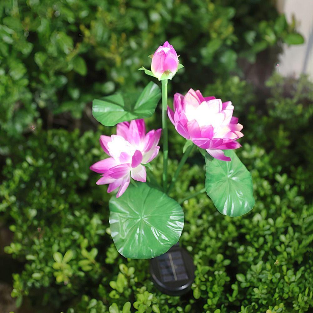 3 LED Lights Solar Lotus Light Solar Powered LED Lighting Solar Powered Light Lotus Design Plug In Light Garden Lights