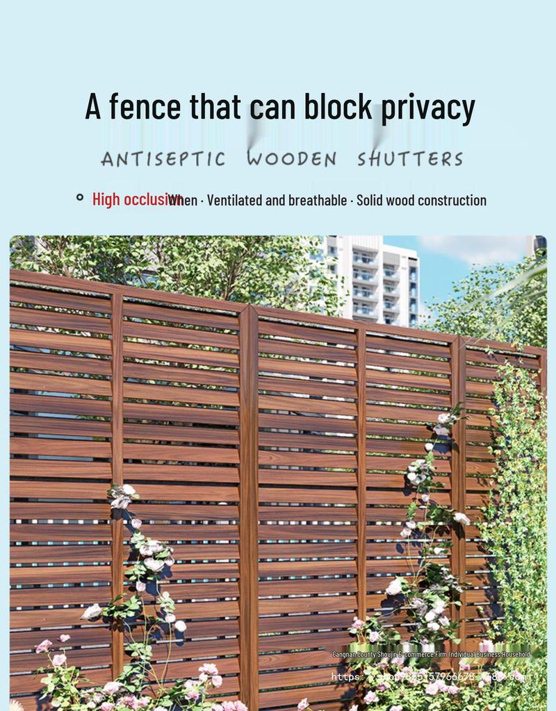 Outdoor Privacy Screen: Louvered Wood Fence for Gardens and Courtyards