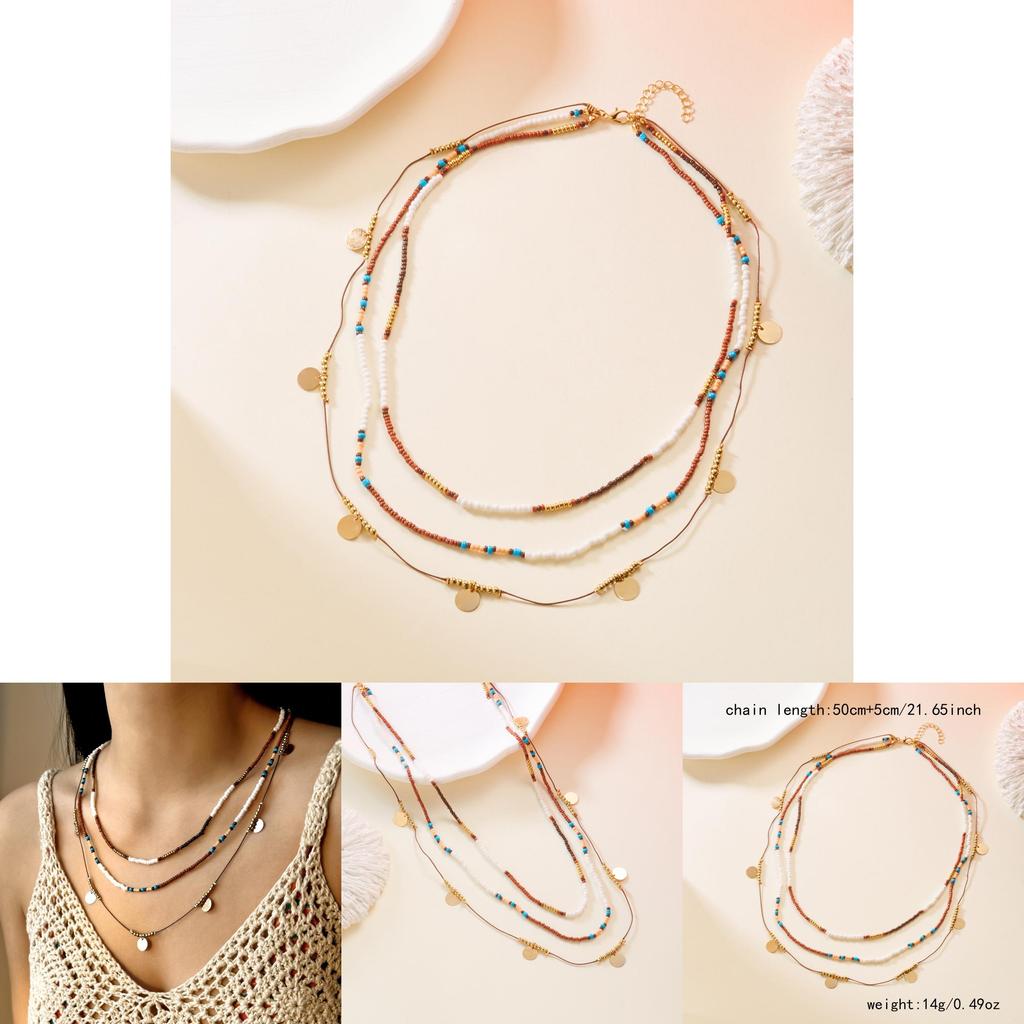 Bohemian Style Beaded Necklace With Handmade Layered Choker For Women