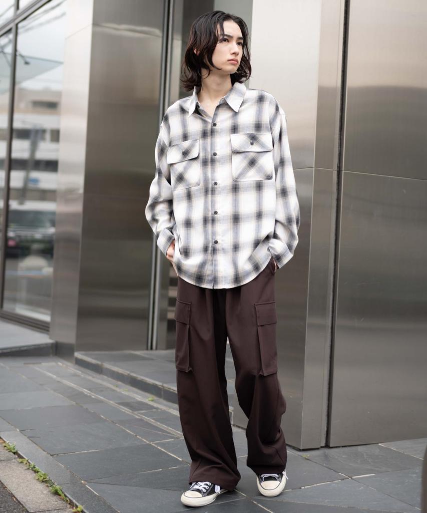 WEGO Easy Wide Cargo Size M Men's Slacks, Brown,