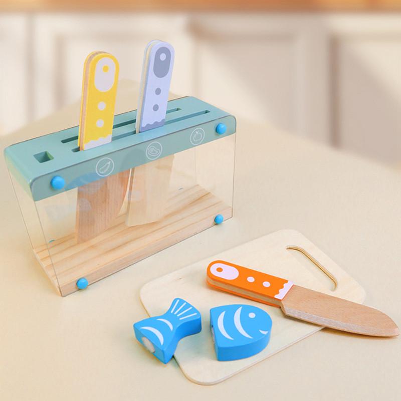 Kids Play Wooden Kitchen Set With Interactive Cutting Toys For Development Brain