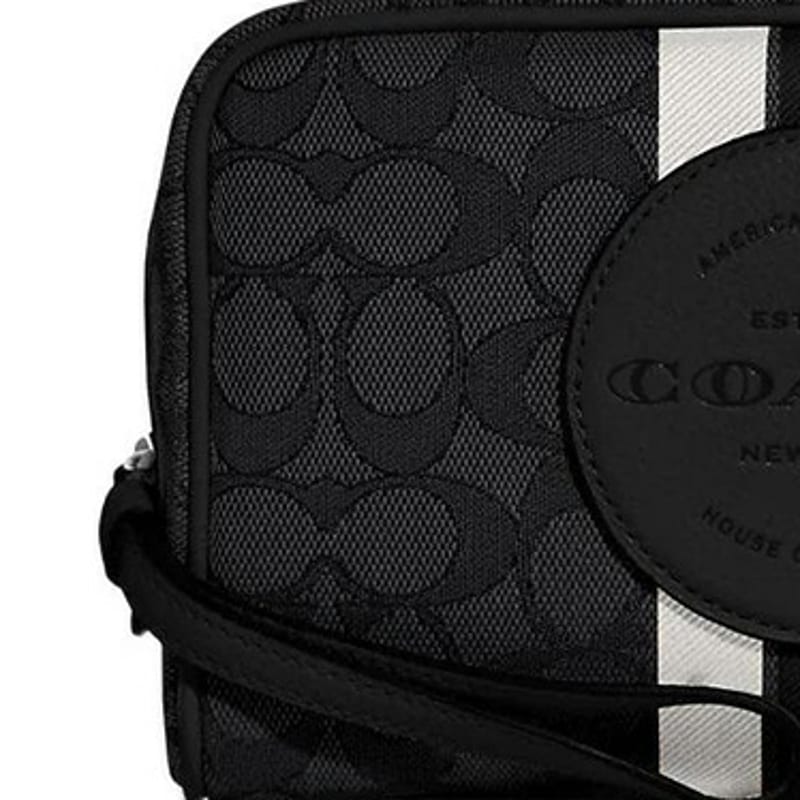 Coach Dempsey Leather Wrist Bag Makeup Bag Small Women's Black C9119-SVRT6