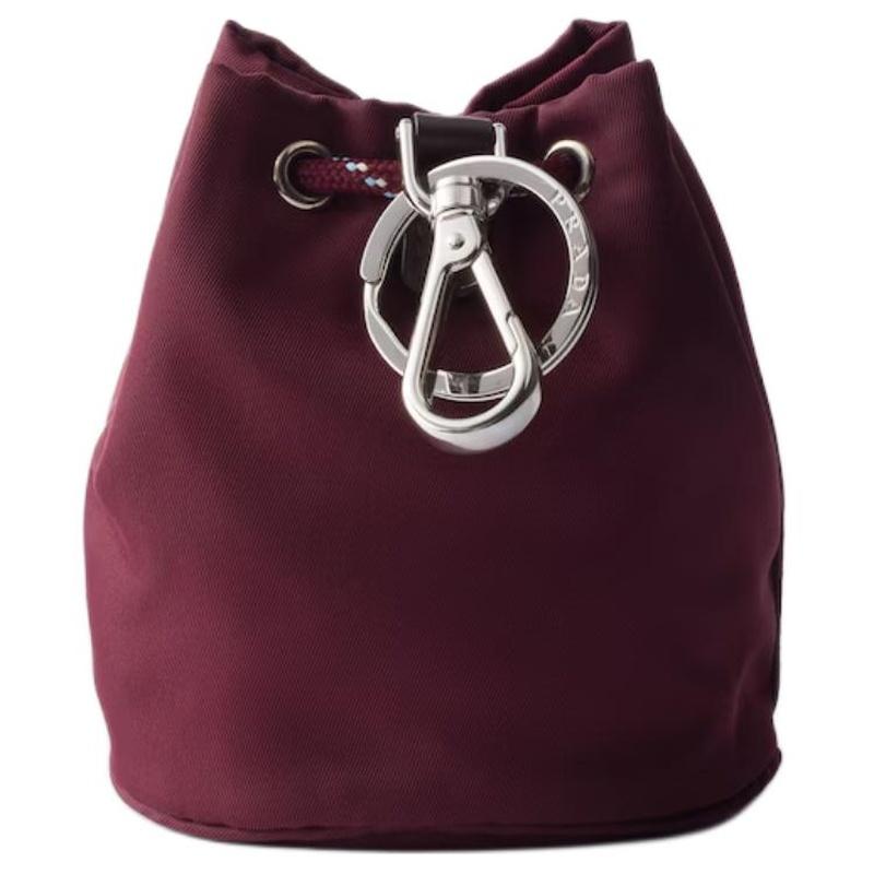 Prada Re-Nylon Speedrock Icon Enamel Metal Triangle Logo Fabric Bag Charm Bag Peripheral Mini Men's Bordeaux Red