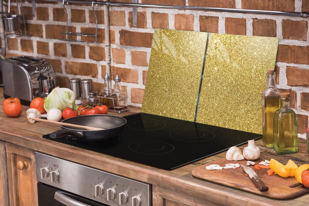 SZKLANA PŁYTA OCHRONNA NA KUCHENKĘ 90x52 ZŁOTA