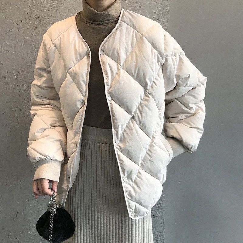 

Plus Size Women s down Cotton-Padded Jacket Female Plus Size Ladies Short 2025 New Arrival Diamond Fashion Winter Clothes Cotton-Padded Coat Jacket White [High-Quality Fabric] 2XL