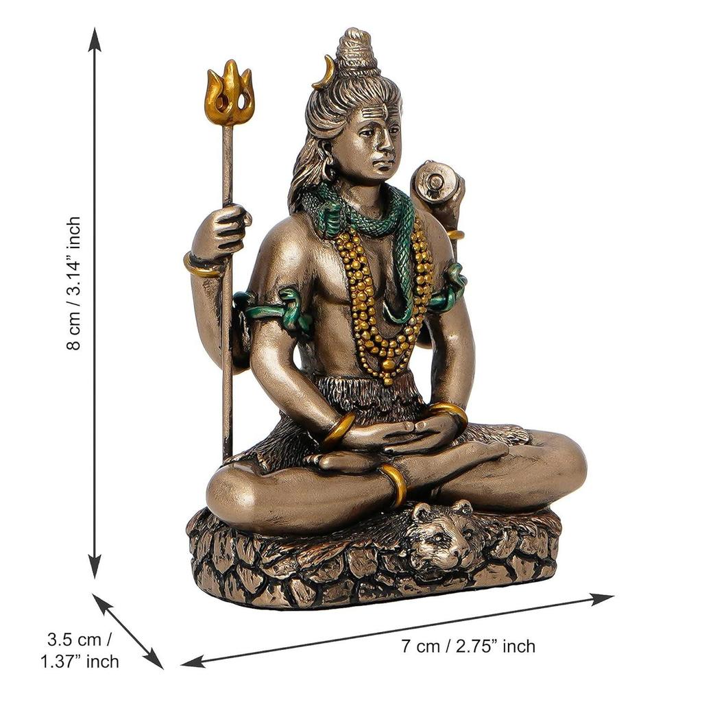 Brown Resin Meditating Lord Shiva Statue | Lord Shiva Idol for Home Decor Pooja Room Office Car Dashboard | Shiv Murti