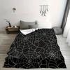 Halloween Spider Web Blanket - Spooky Black & White Throw - Hypoallergenic Lightweight All-Season - Soft Polyester Flannel
