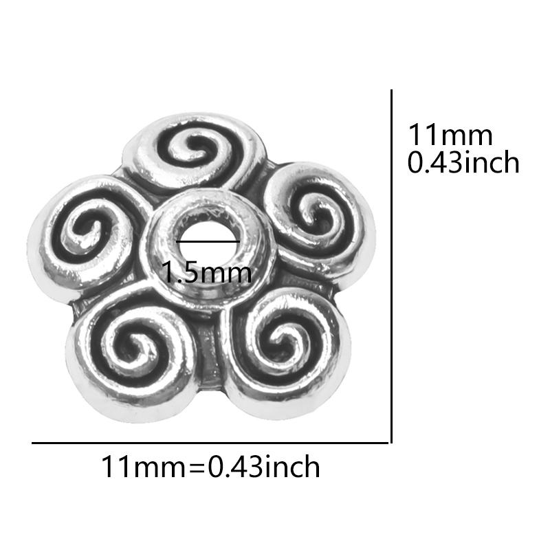 Bouchons de perles en alliage fleurs mélangées pour la fabrication de bijoux Charms Composants pour bijoux DIY Couleur argentée Accessoires vintage faits main