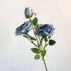 Artificial Flowers 3-Headed French Rose Realistic False Flowers Indoor Outdoor Decoration Wedding Garden Event Photography Props