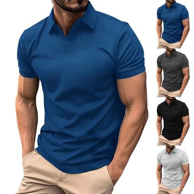 Men's Summer Sports, Fitness And Leisure V-neck Elastic Texture Short Sleeve