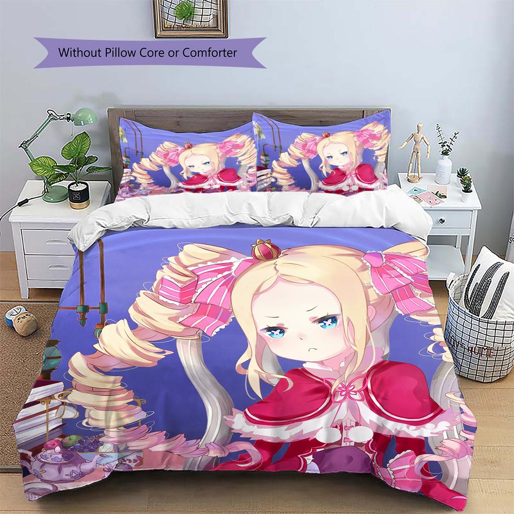 Re:Zero Pattern Bedding Quilt Set Home Decoration Gift (1 * duvet cover + 2 * pillowcase without core)