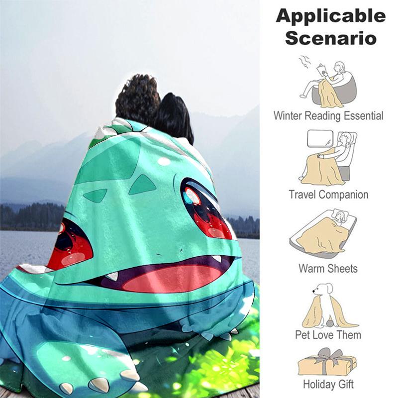 1pc Blanket Pokémon1 Print Design, Lightweight Blanket for Sofa, Bed- Soft &Warm, Gift for All Seasons Like Christmas, Halloween