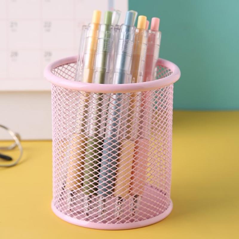 Multifunction Round/Square Mesh Pen Pot Multicolor Pen Holder Desk Tidy Stationery Organiser Pencil Storage Stationery Organiser