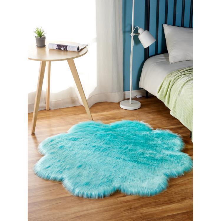 Burgundy Plum Blossom Plush Carpet, Round Wool Living Room Bedroom Bedside Floor Mat