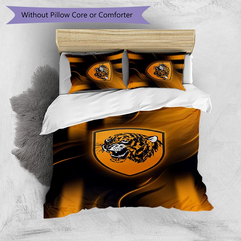 Set Lenzuola Stampato Hull City Football 3 Pezzi, Comodo Set Copripiumino per Camera da Letto Amico della Pelle