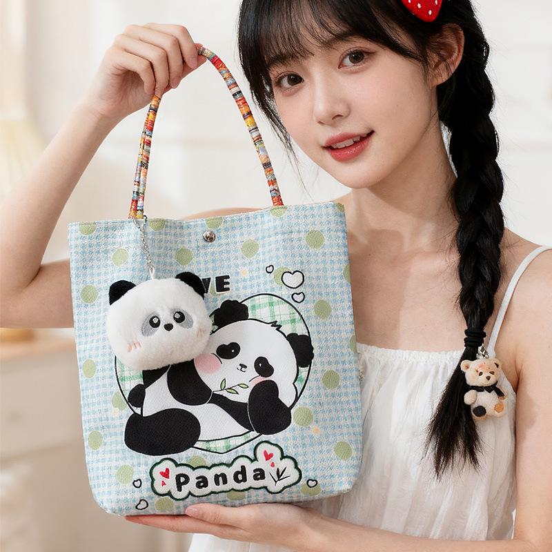 Panda Canvas Handbag - Versatile Women's Makeup & Toiletry Bag for Travel