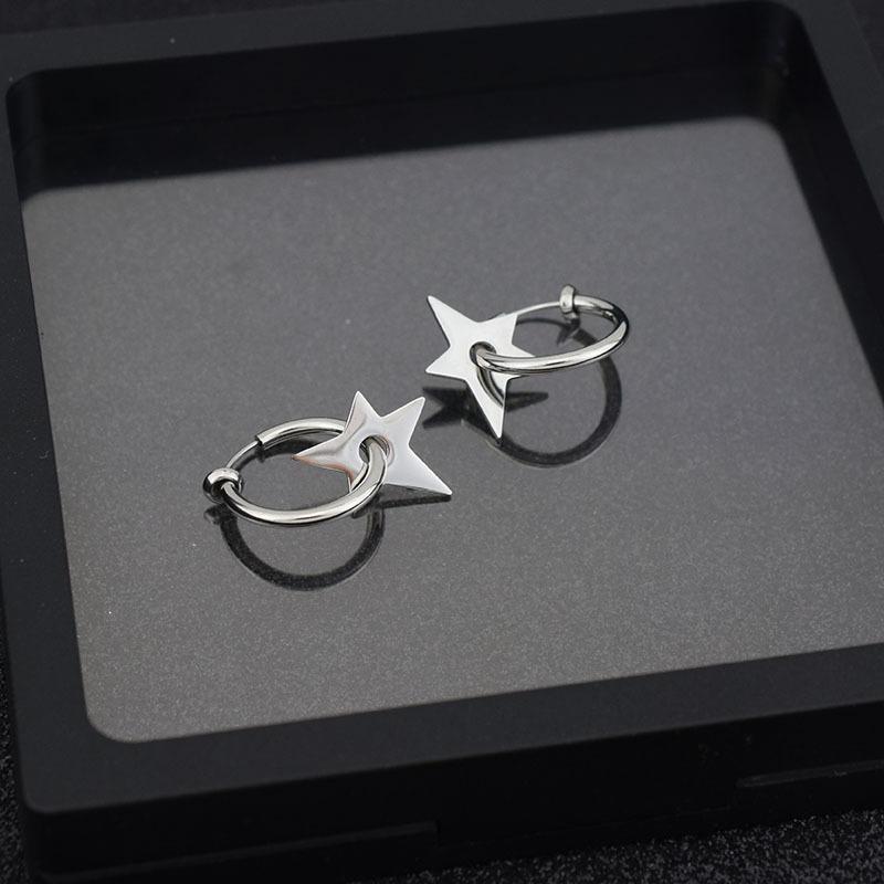 Fashion Irregular Star Hoop Earrings for Men Women New Punk Rock Harajuku Minimalist Stars Pentagram Earrings Party Jewelry Gift
