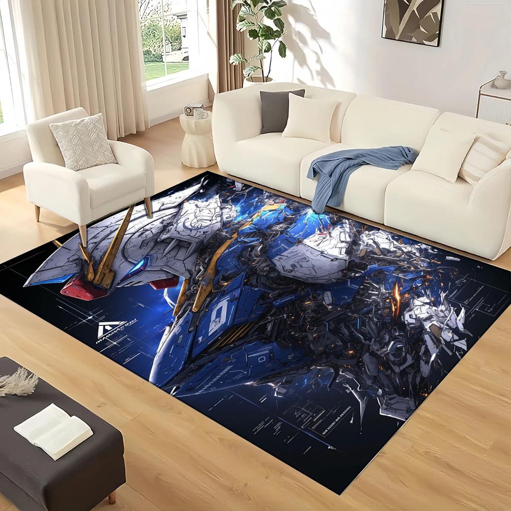 3D GUNDAM Robot Cartoon Carpet Rug for Living Room Bedroom Home Sofa Decoration,kids Play Non-slip Floor Mat Christmas Gift