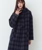 THE GREEN LAB Check Hooded Duffle Long Coat [Navy Check]