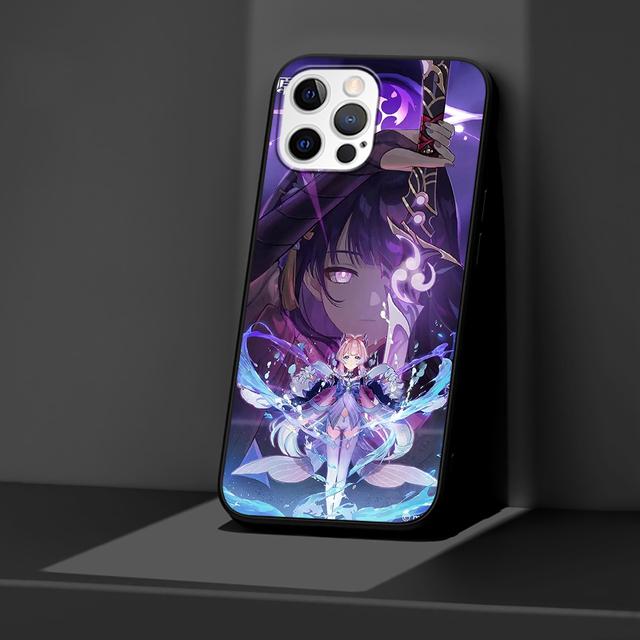 Genshin Impact Case For Apple Iphone 14 11 13 12 Pro Max Xr 7 8 +Se 2020 Xs 6 6s Plus 5 5s Cartoon Black Silicone Phone Cover