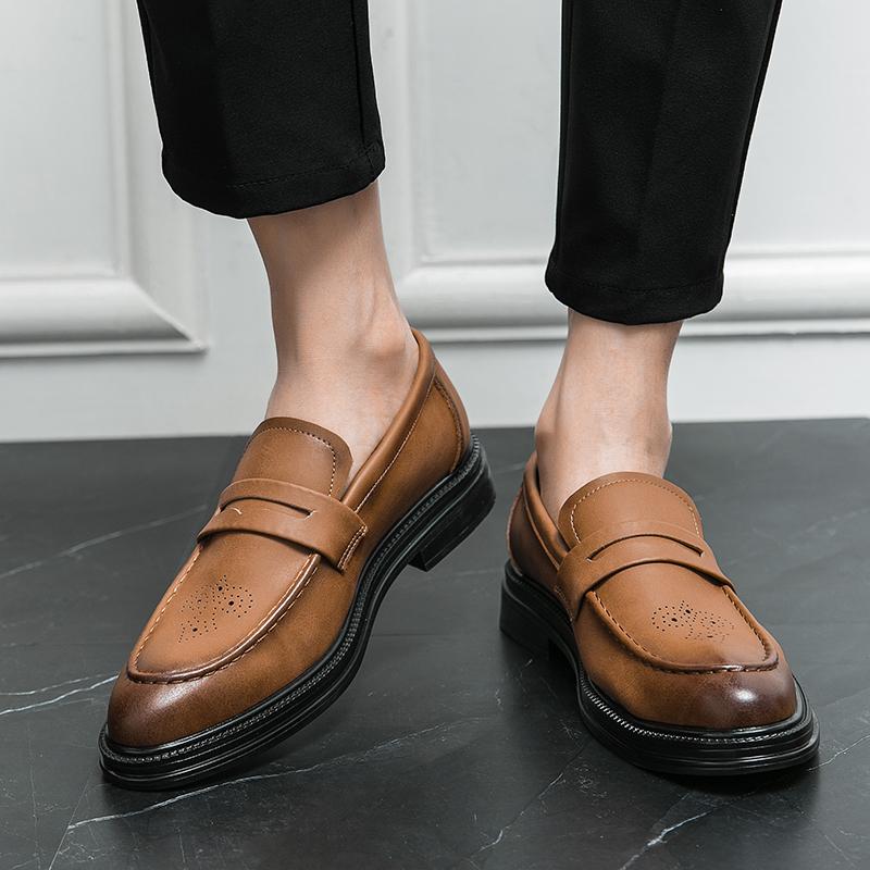 Luxury Brand Thick Sole Block Leather Shoes New Loafers Men Leather Thick-soled High Quality Business Shoes Designer Men's Shoes