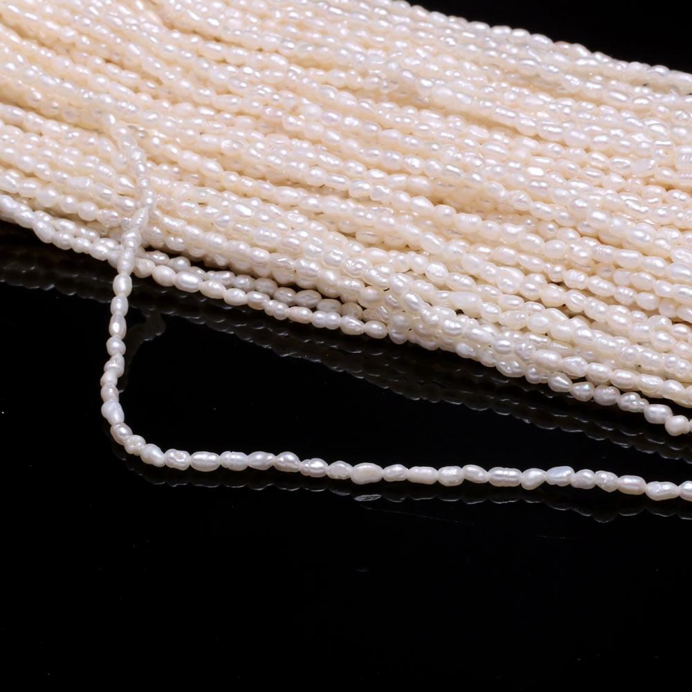 1String, White Natural Freshwater Pearls, Rice Shape Pearl Beads, 2–2.5 Mm, for DIY Necklace Accessories, Valentine's Day Gifts, 36cm