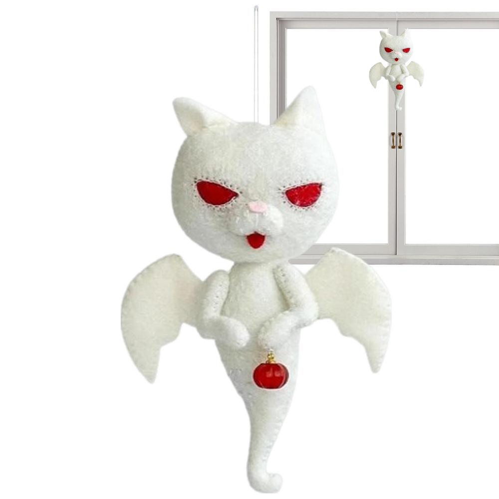 Ciondolo per auto di Halloween Decorazione interna per auto Gatto fantasma Ornamenti decorativi per auto Fascino per auto in feltro fatto a mano Carino Halloween