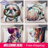 Style Cute Watercolor Pet Dog Pillow Case Decor Cartoon Animal Pillowcase Soft Plush Cushion Cover for Car Sofa Home xcm