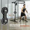 Weight Training Station Cable Pull Station Squat Rack Cable Cross-Over Bar 210 X 132 X 225 Cm Black