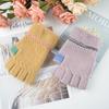 New Couple Half-finger Gloves Winter Leaking Finger Writing Typing Knitted Thermal Gloves Outdoor Cycling Gloves