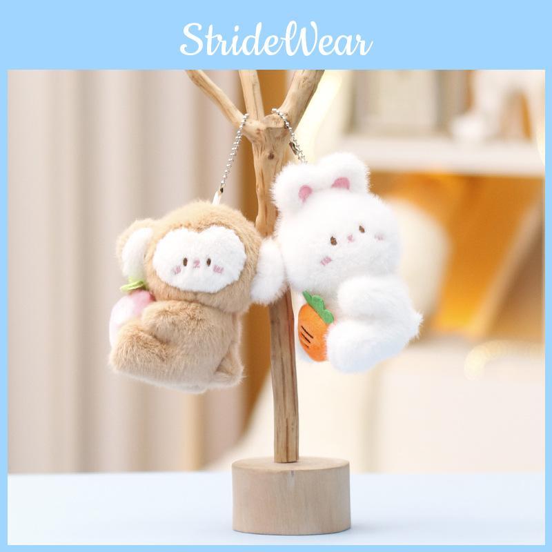 Monkey And Rabbit Plush Keychain With Carrot Peach Design For Girls Gift And Collectible Fun
