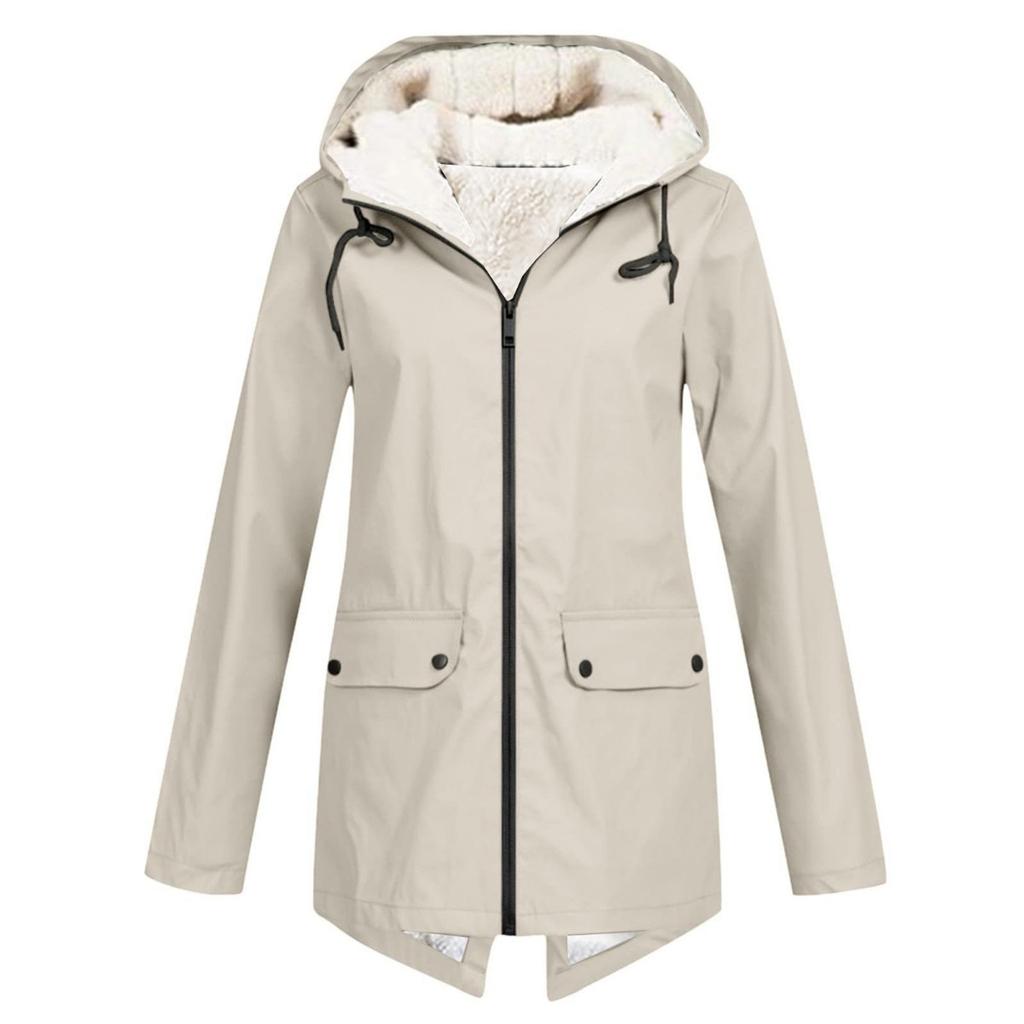 New Arrival Fleece Lined Hooded Windbreaker, Waterproof Windproof Outdoor Jacket for Autumn Winter, European American Style