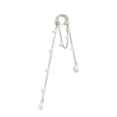 Long Tassel Chain Ear Clip Pearl Metal Chain Ear Cuff Clip Earrings  Jewelry Accessories