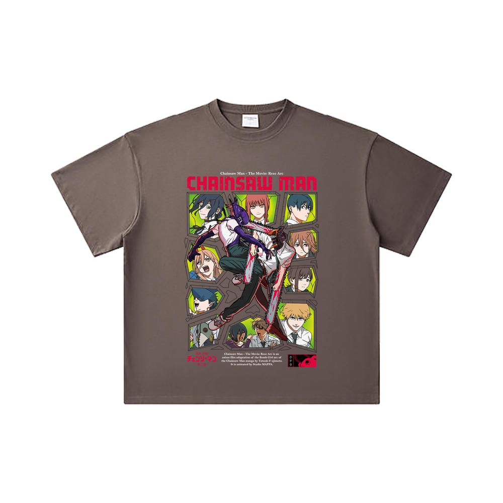 260 GSM Double Yarn 32 Count 100% Cotton Chainsaw Man V17 Reze Arc Print Unisex Heavy Cotton T Shirt
