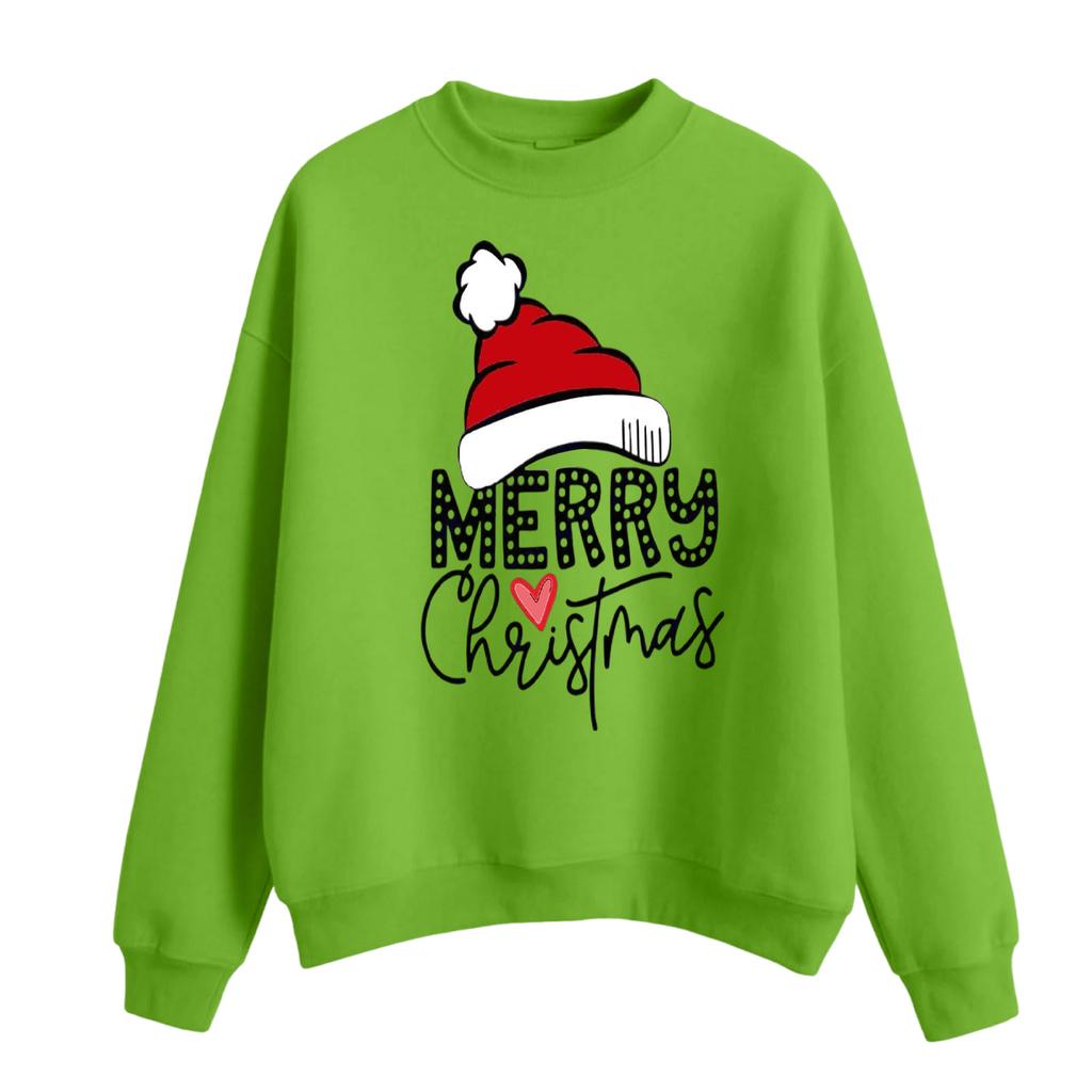 Women's Casual Fashion Round Neck Long Sleeve Christmas Printed Sweatshirt