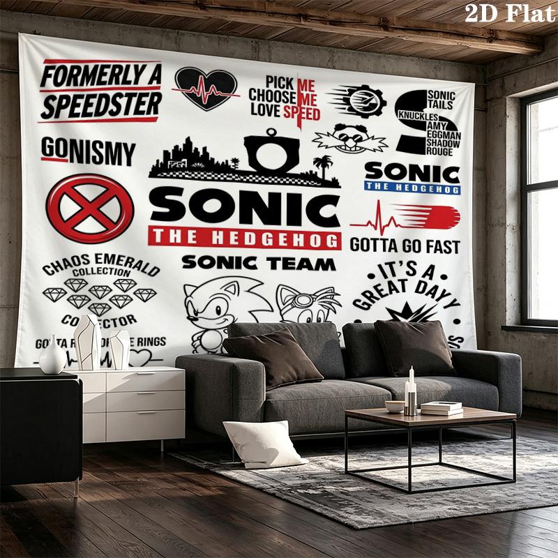 Sonic Hedgehog Wall Tapestry Aesthetic Wall Hanging Printed Fabric Blanket Decorative Tapestries For Bedroom Living Room Home Decor