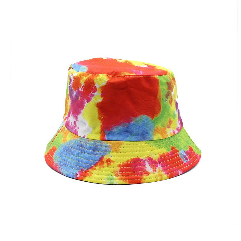 Tie-Dye Bucket Hat Women'S Double-Sided Basin Hat Autumn Street Graffiti 3D Printing Sun Hat