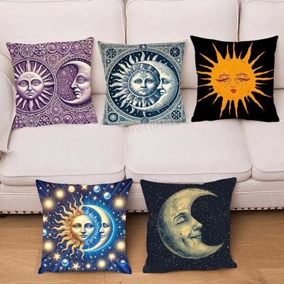 1pc Tarot Cute Sun Moon Art Pillow Case Square Bedroom Sofa Leisure Comfort Cushion Car Living Room Home Decoration