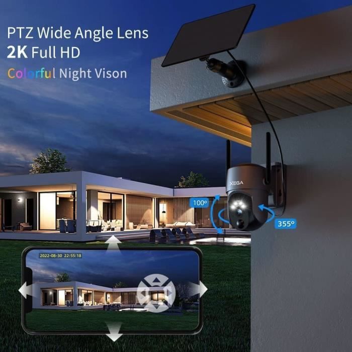 Caméra De Sécurité - XEGA - Solaire - 2MP - Vision Nocturne - Détection Humaine