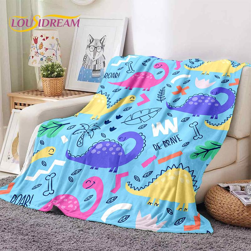 3D Uroczy Dino Kreskówkowy Dinozaur Kosmos Dzieci Miękki Flanelowy Koc na Łóżko Sypialnię Sofę Piknik, Koc do Rzucania na Zewnątrz Rekreacja