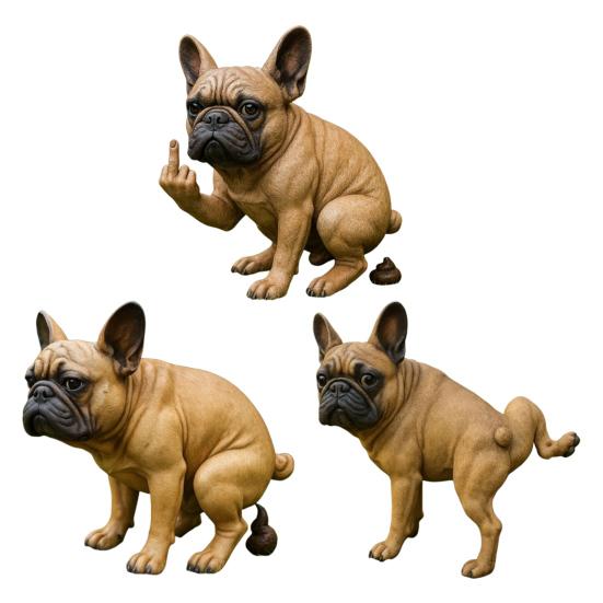 French Bulldog Garden Statue Lifelike Design Resin Dog Shape Figurine Ornament Home Garden Table Decor