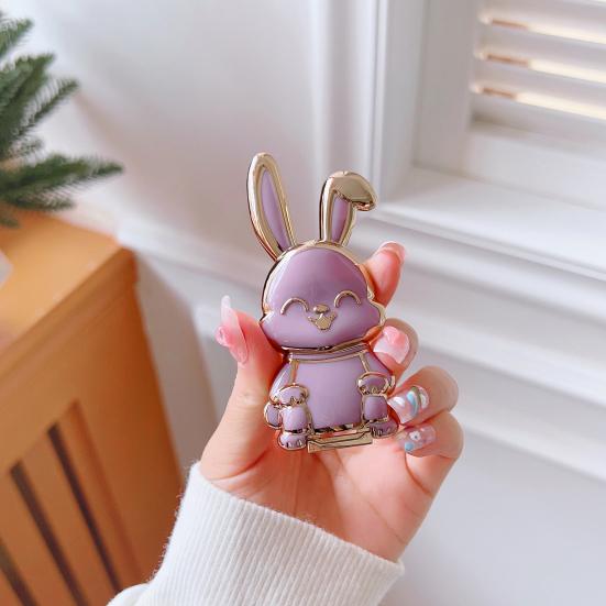 Mobile Phone Stand Trolley Rabbit Carrying Cartoon Self-adhesive Strong Adorable Capacity Electroplated Ring Finger Mobile Phone
