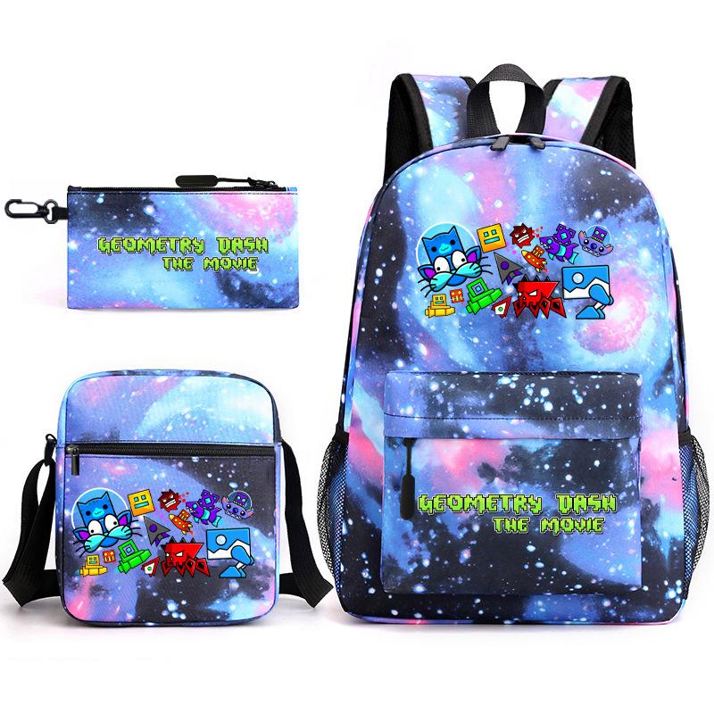 Geometry sprint game backpack geometry dash heat transfer backpack elementary school bag leisure bag