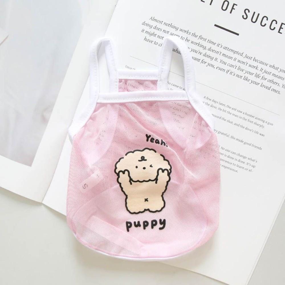 

New Polyester Cat Mesh Vest Thin and Cute Multi-size Dog T Shirts Cute Dog Pattern Breathable Pet Summer Clothes Pet Apparel L розовый