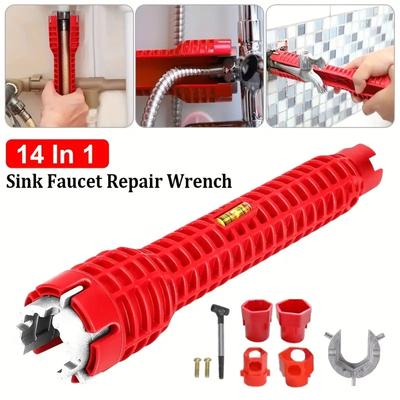 5/8/14 In 1 Multi-Functional Sink Faucet Repair Wrench Double Head  Spanner Tool Installer Ratchet Wrench Bathroom Plumbing Tool