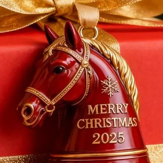 2025 Handmade Horse Bell Ornament Red Metal Christmas Decoration Memorable Gift for Equestrian Lovers
