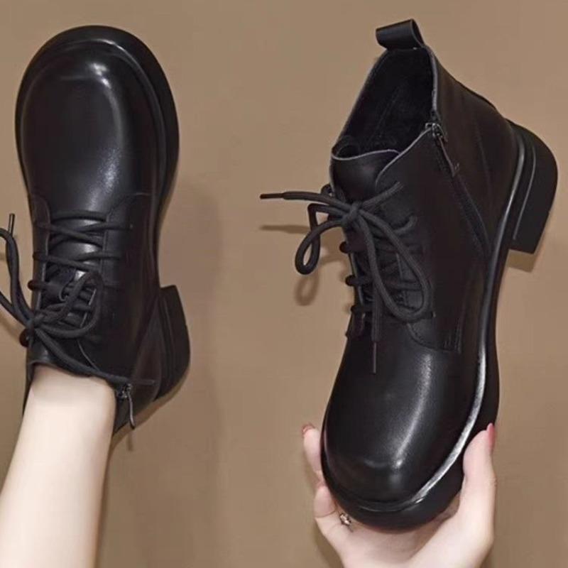 Women's shoes retro Martin boots women's autumn and winter new velvet warm side zipper casual short boots